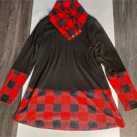 Miusey Plaid Cowl Neck Long Sleeve Blouse S Academia Classic Preppy Print Casual - Picture 5 of 11